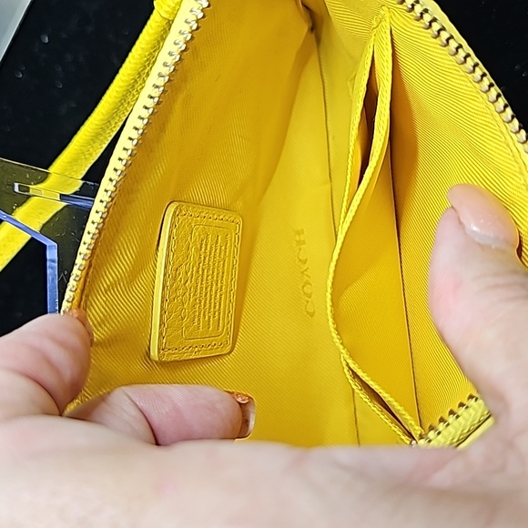Coach Embossed Small L-Zip Wristlet In Leather (Yellow) - Picture 2 of 5